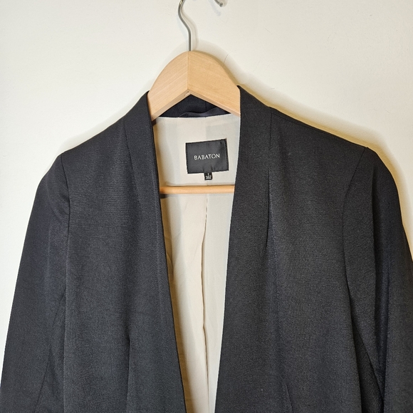 Aritzia Babaton Keith Blazer Jacket Sz 2 Open Front Black Minimalist Corporate - Picture 4 of 14